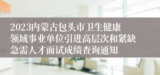 2023内蒙古包头市卫生健康领域事业单位引进高层次和紧缺急需人才面试成绩查询通知