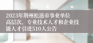 2023年荆州松滋市事业单位高层次、专业技术人才和企业技能人才引进510人公告