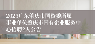 2023广东肇庆市国资委所属事业单位肇庆市国有企业服务中心招聘2人公告