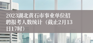 2023湖北黄石市事业单位招聘报考人数统计（截止2月13日17时）