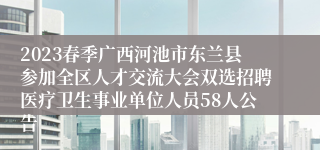 2023春季广西河池市东兰县参加全区人才交流大会双选招聘医疗卫生事业单位人员58人公告