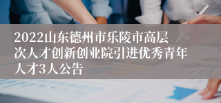 2022山东德州市乐陵市高层次人才创新创业院引进优秀青年人才3人公告