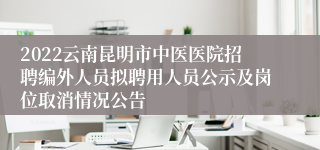 2022云南昆明市中医医院招聘编外人员拟聘用人员公示及岗位取消情况公告