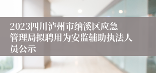 2023四川泸州市纳溪区应急管理局拟聘用为安监辅助执法人员公示