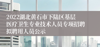 2022湖北黄石市下陆区基层医疗卫生专业技术人员专项招聘拟聘用人员公示