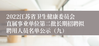 2022江苏省卫生健康委员会直属事业单位第二批长期招聘拟聘用人员名单公示（九）