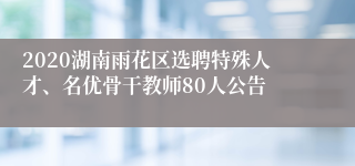 2020湖南雨花区选聘特殊人才、名优骨干教师80人公告