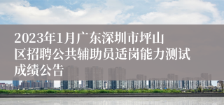 2023年1月广东深圳市坪山区招聘公共辅助员适岗能力测试成绩公告