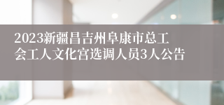 2023新疆昌吉州阜康市总工会工人文化宫选调人员3人公告