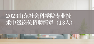 2023山东社会科学院专业技术中级岗位招聘简章（13人）