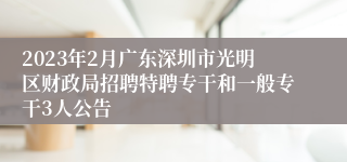 2023年2月广东深圳市光明区财政局招聘特聘专干和一般专干3人公告