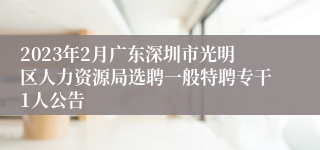 2023年2月广东深圳市光明区人力资源局选聘一般特聘专干1人公告