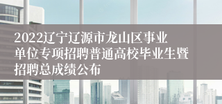 2022辽宁辽源市龙山区事业单位专项招聘普通高校毕业生暨招聘总成绩公布