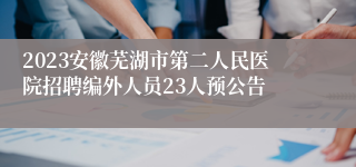 2023安徽芜湖市第二人民医院招聘编外人员23人预公告