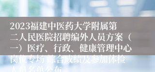 2023福建中医药大学附属第二人民医院招聘编外人员方案（一）医疗、行政、健康管理中心岗位专场 综合成绩及参加体检人员名单公布