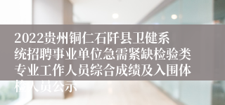 2022贵州铜仁石阡县卫健系统招聘事业单位急需紧缺检验类专业工作人员综合成绩及入围体检人员公示