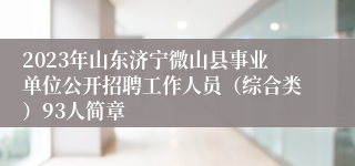 2023年山东济宁微山县事业单位公开招聘工作人员（综合类）93人简章