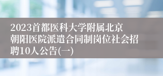 2023首都医科大学附属北京朝阳医院派遣合同制岗位社会招聘10人公告(一)