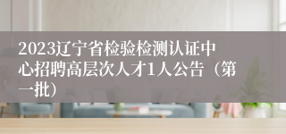 2023辽宁省检验检测认证中心招聘高层次人才1人公告（第一批）