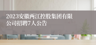 2023安徽两江控股集团有限公司招聘7人公告