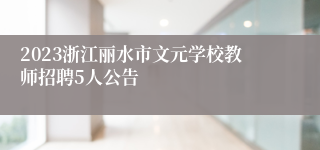 2023浙江丽水市文元学校教师招聘5人公告