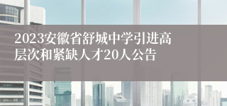 2023安徽省舒城中学引进高层次和紧缺人才20人公告