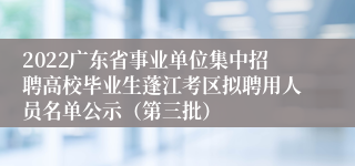 2022广东省事业单位集中招聘高校毕业生蓬江考区拟聘用人员名单公示（第三批）