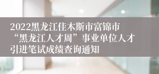 2022黑龙江佳木斯市富锦市“黑龙江人才周”事业单位人才引进笔试成绩查询通知