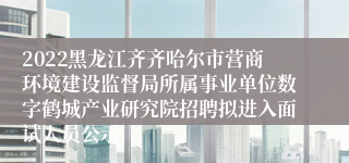 2022黑龙江齐齐哈尔市营商环境建设监督局所属事业单位数字鹤城产业研究院招聘拟进入面试人员公示