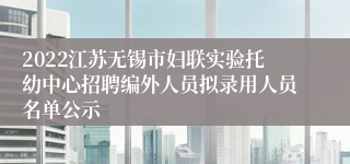 2022江苏无锡市妇联实验托幼中心招聘编外人员拟录用人员名单公示