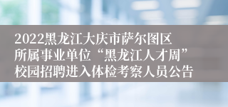 2022黑龙江大庆市萨尔图区所属事业单位“黑龙江人才周”校园招聘进入体检考察人员公告