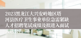 2023黑龙江大兴安岭地区塔河县医疗卫生事业单位急需紧缺人才招聘笔试成绩及拟进入面试人选公告