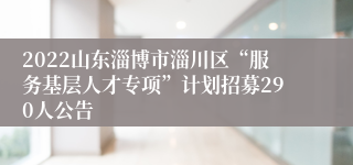 2022山东淄博市淄川区“服务基层人才专项”计划招募290人公告