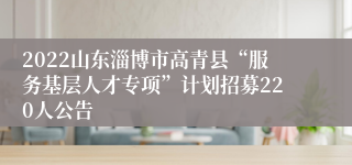 2022山东淄博市高青县“服务基层人才专项”计划招募220人公告