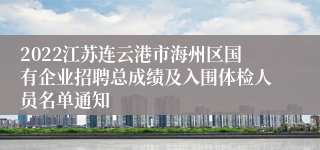 2022江苏连云港市海州区国有企业招聘总成绩及入围体检人员名单通知