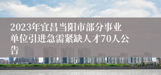 2023年宜昌当阳市部分事业单位引进急需紧缺人才70人公告