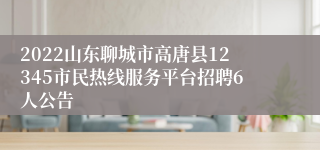 2022山东聊城市高唐县12345市民热线服务平台招聘6人公告