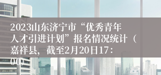 2023山东济宁市“优秀青年人才引进计划”报名情况统计（嘉祥县，截至2月20日17：00）