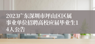 2023广东深圳市坪山区区属事业单位招聘高校应届毕业生14人公告