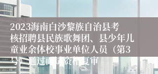 2023海南白沙黎族自治县考核招聘县民族歌舞团、县少年儿童业余体校事业单位人员（第3号）通过面试资格复审