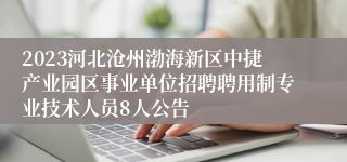 2023河北沧州渤海新区中捷产业园区事业单位招聘聘用制专业技术人员8人公告