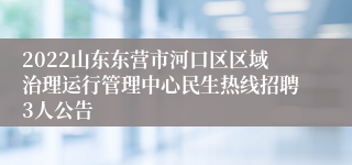 2022山东东营市河口区区域治理运行管理中心民生热线招聘3人公告