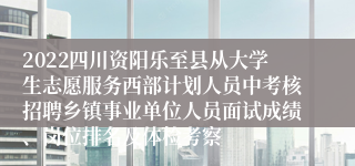 2022四川资阳乐至县从大学生志愿服务西部计划人员中考核招聘乡镇事业单位人员面试成绩、岗位排名及体检考察