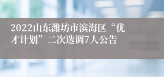 2022山东潍坊市滨海区“优才计划”二次选调7人公告