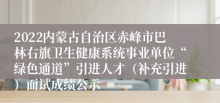 2022内蒙古自治区赤峰市巴林右旗卫生健康系统事业单位“绿色通道”引进人才（补充引进）面试成绩公示