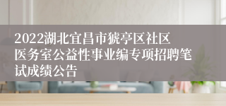 2022湖北宜昌市猇亭区社区医务室公益性事业编专项招聘笔试成绩公告