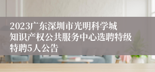 2023广东深圳市光明科学城知识产权公共服务中心选聘特级特聘5人公告