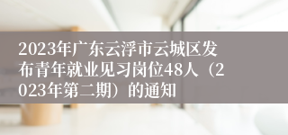 2023年广东云浮市云城区发布青年就业见习岗位48人（2023年第二期）的通知