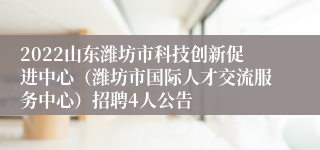 2022山东潍坊市科技创新促进中心（潍坊市国际人才交流服务中心）招聘4人公告