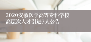 2020安徽医学高等专科学校高层次人才引进7人公告